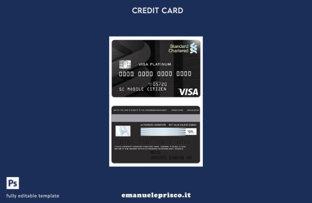 stile verificato Modello di carta di credito platino Visa Standard Chartered Ban